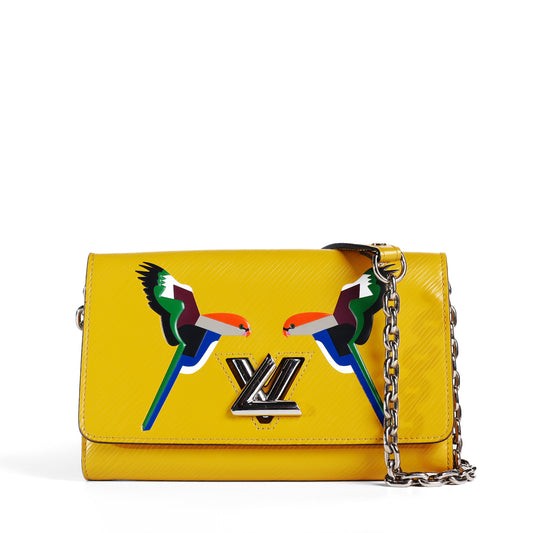 Pre-Owned Louis Vuitton Twist Yellow Epi Leather Exotic Birds Wallet on Chain 33912580