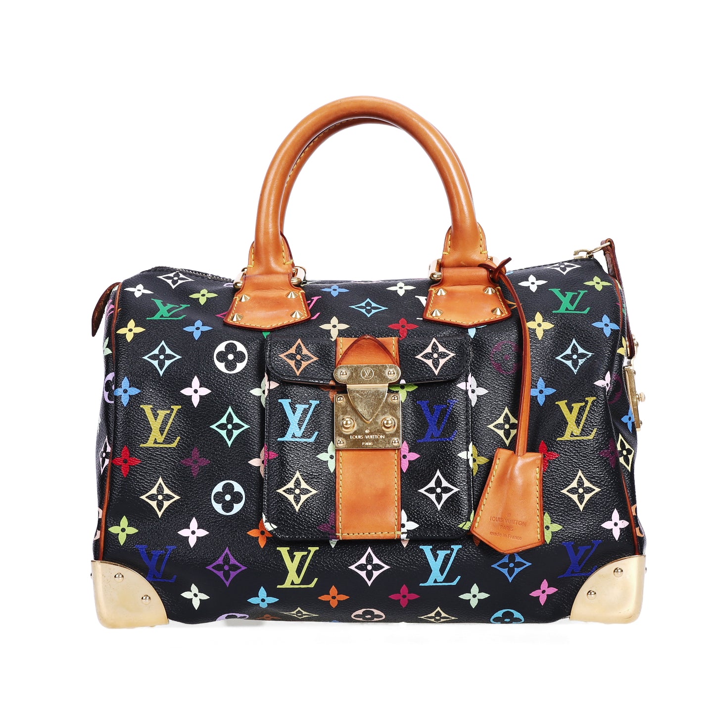 Pre-Owned Louis Vuitton Speedy 30 Black Murakami Coated Canvas Top Handle Bag 34206363