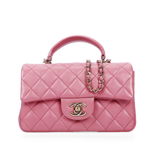 Pre-Owned Chanel Classic Flap Pink Lambskin Shoulder Bag 34250421