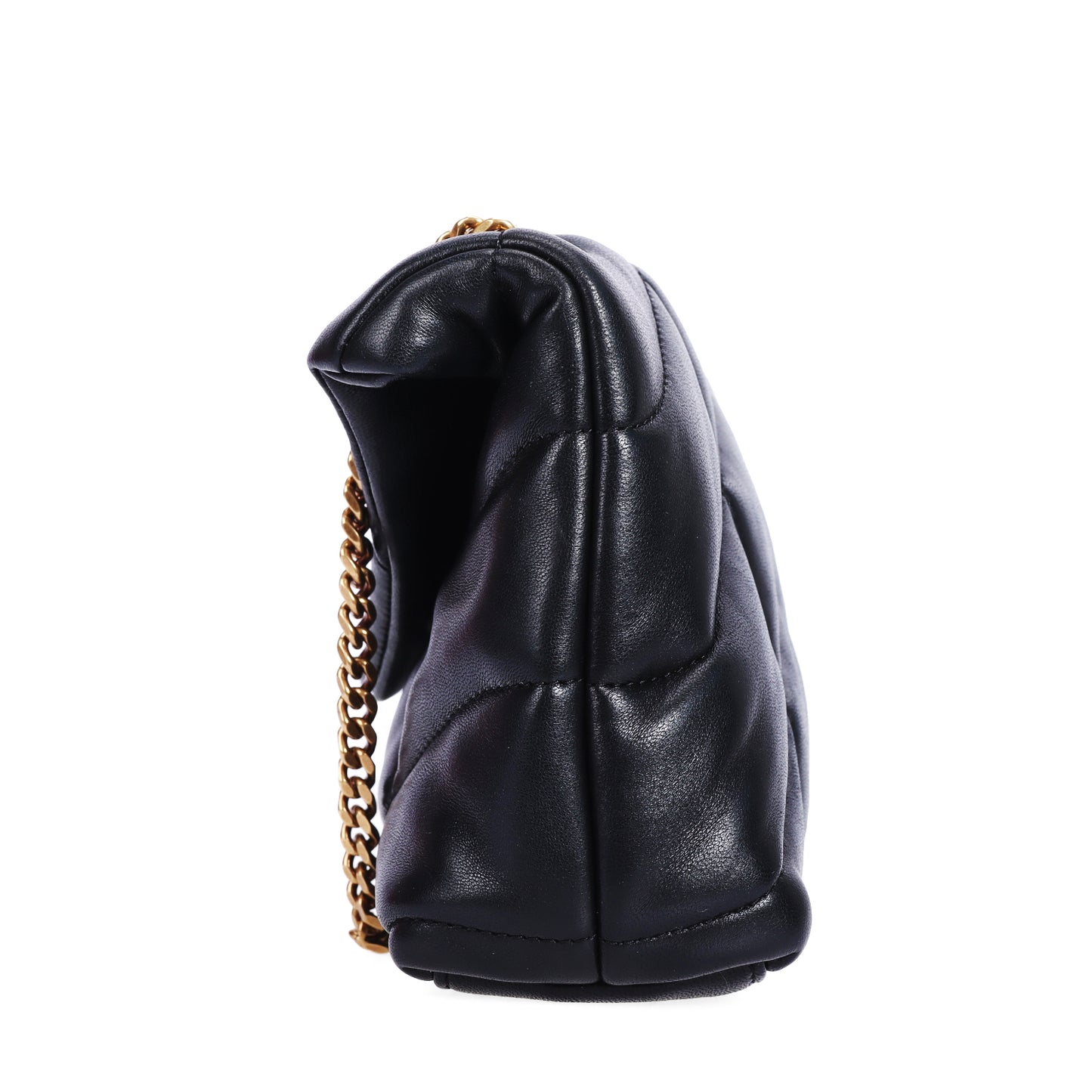 Pre-Owned Saint Laurent Loulou Puffer Black Lambskin Leather Shoulder Bag 34941185