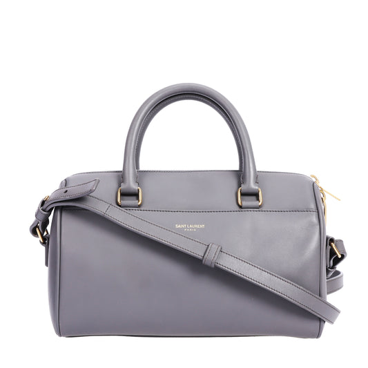 Pre-Owned Saint Laurent Classic Duffle Grey Calfskin Leather Shoulder Bag 35928781