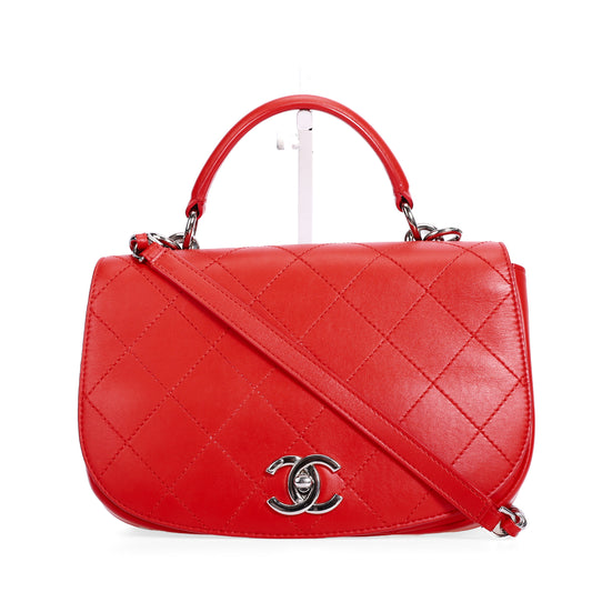 Pre-Owned Chanel Ring My Bag  Red Calfskin Crossbody Bag 36404874L