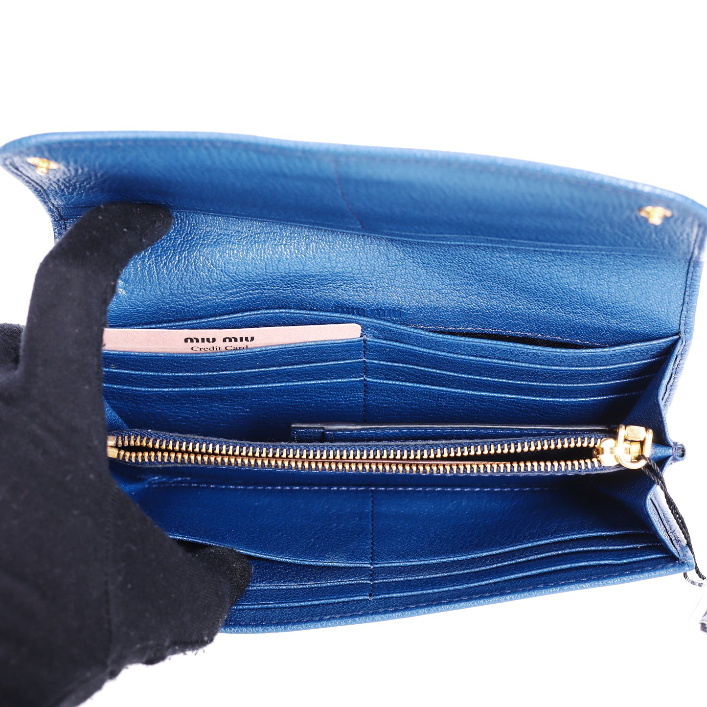 Pre-Owned Miu Miu Blue Calfskin Long Wallet 37868078