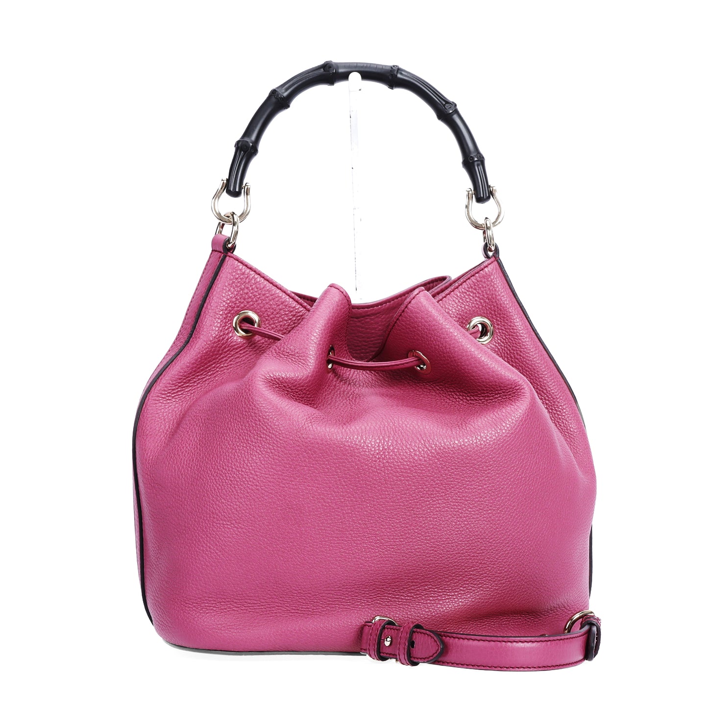 Pre-Owned Gucci Bamboo Pink Calfskin Shoulder Bag 38245229