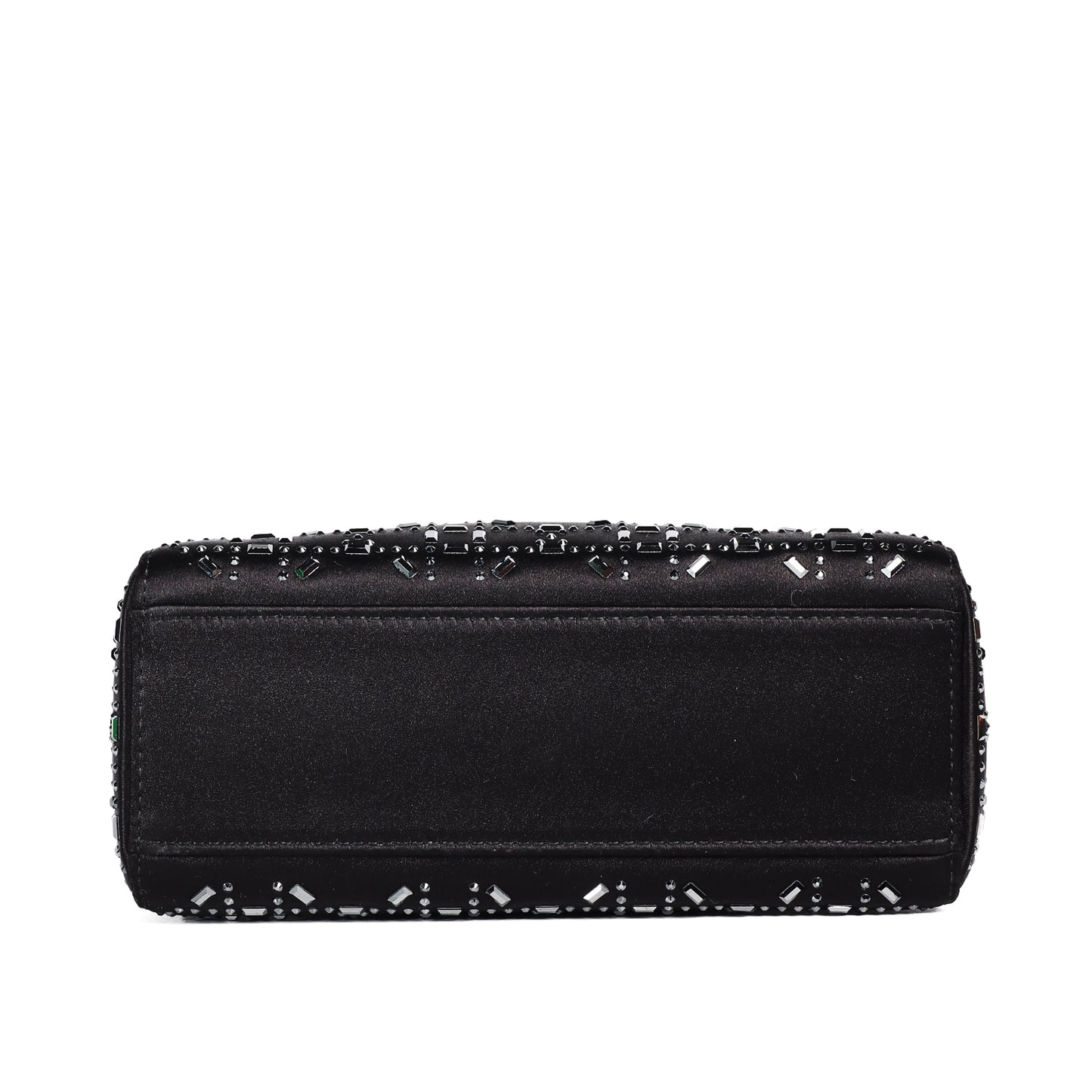 Pre-Owned Christian Dior Lady Dior Medium Black Satin Shoulder Bag 38723244