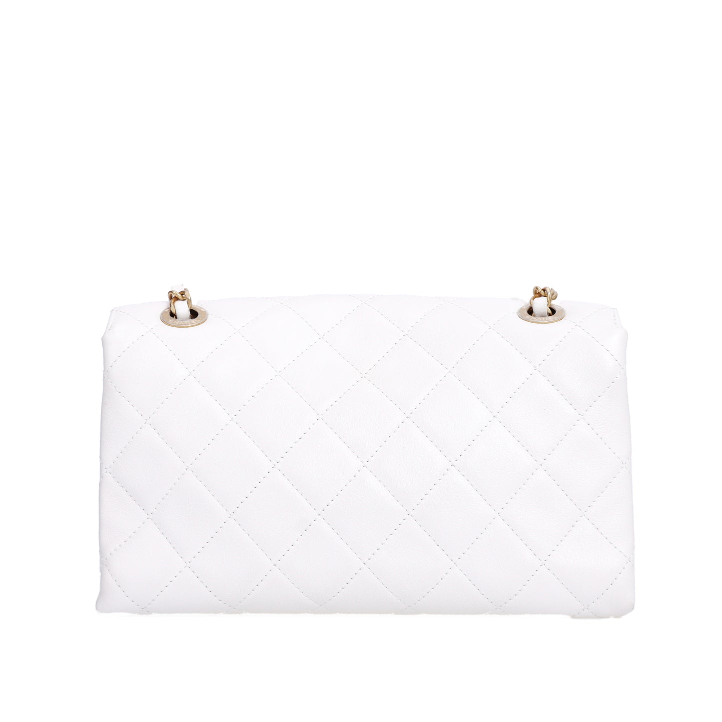 Pre-Owned Chanel Flap White Calfskin Shoulder Bag 40569417 L