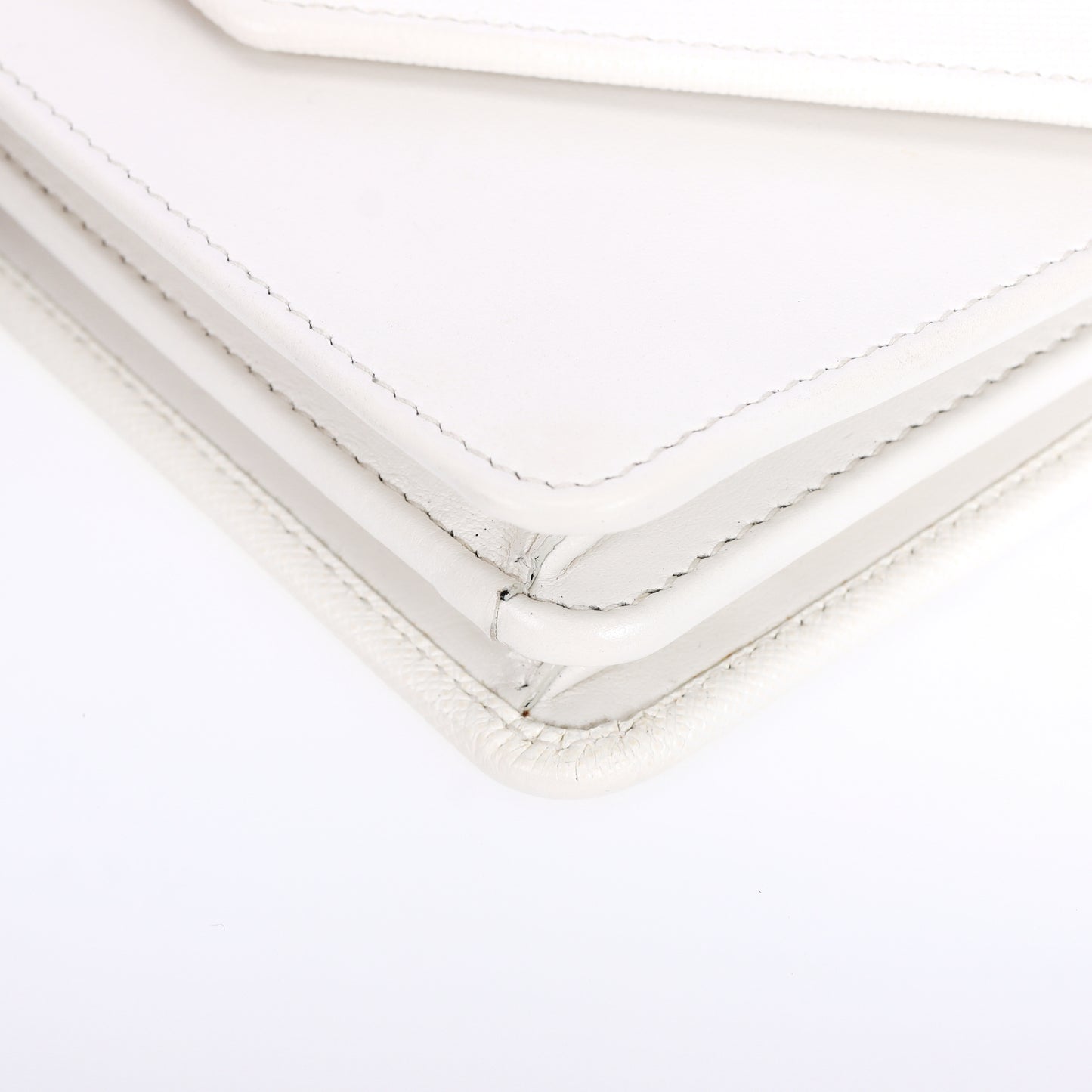 Pre-Owned PRADA Saffiano White Calfskin Wallet on Chain 40620226