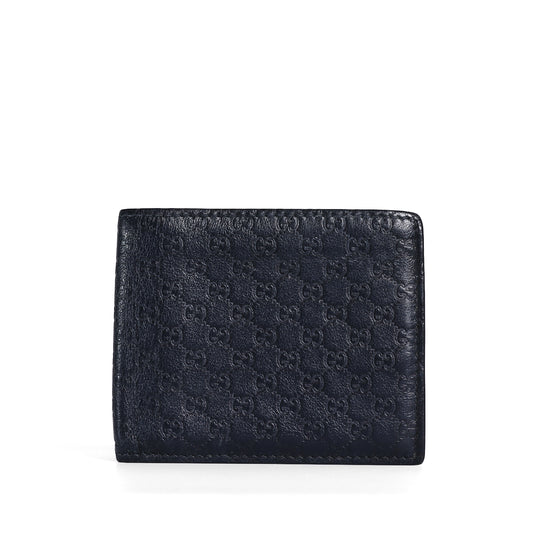 Pre-Owned Gucci Microguccissima Bifold Black Calfskin Wallet  43093240