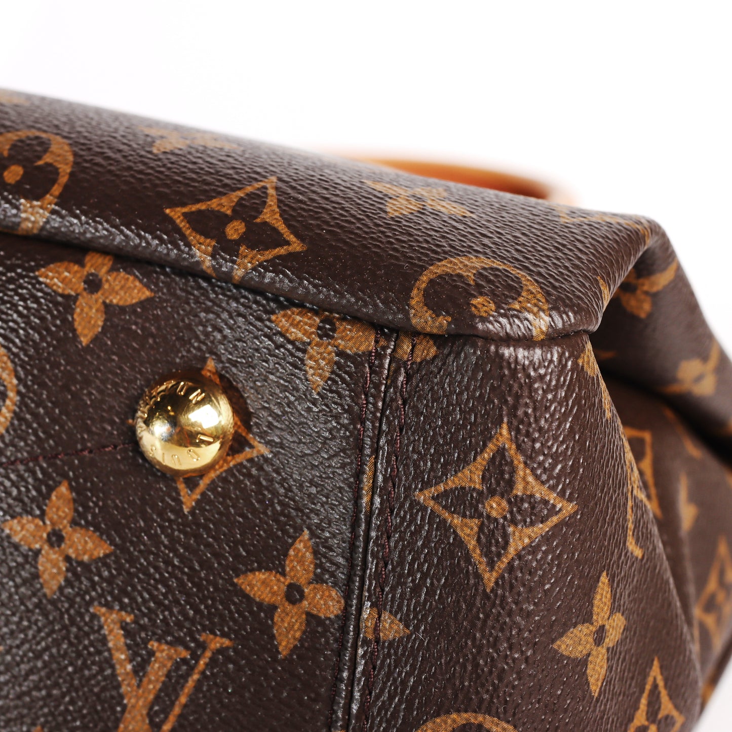 Pre-Owned Louis Vuitton Pallas MM Monogram Brown Coated Canvas Shoulder Bag 43120706