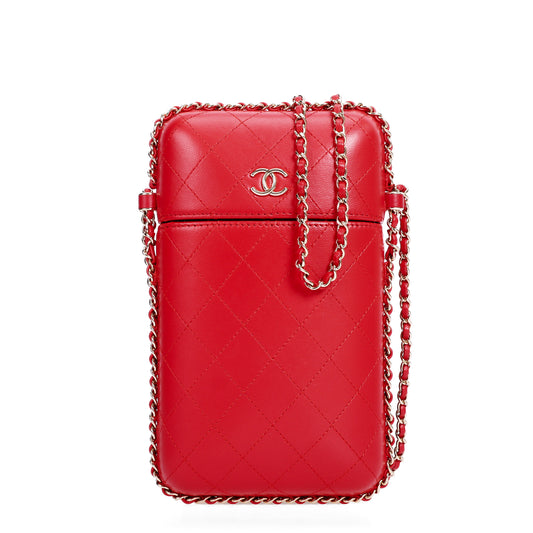 Pre-Owned Chanel Quilted Red Calfskin Crossbody Bag 43247905L