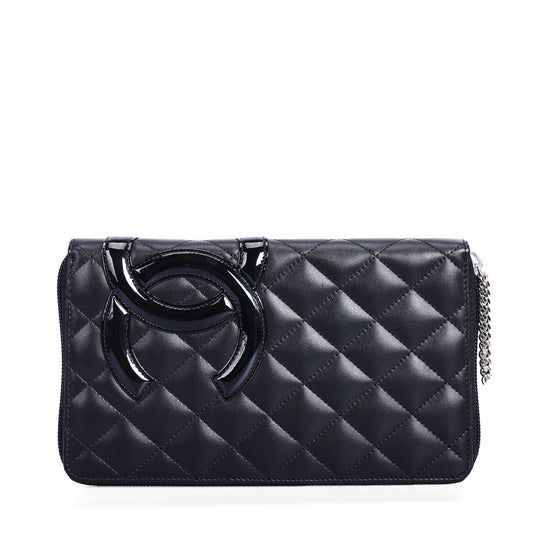 Pre-Owned Chanel Cambon  Black Quilted Calfskin Leather Long Wallet 43719167