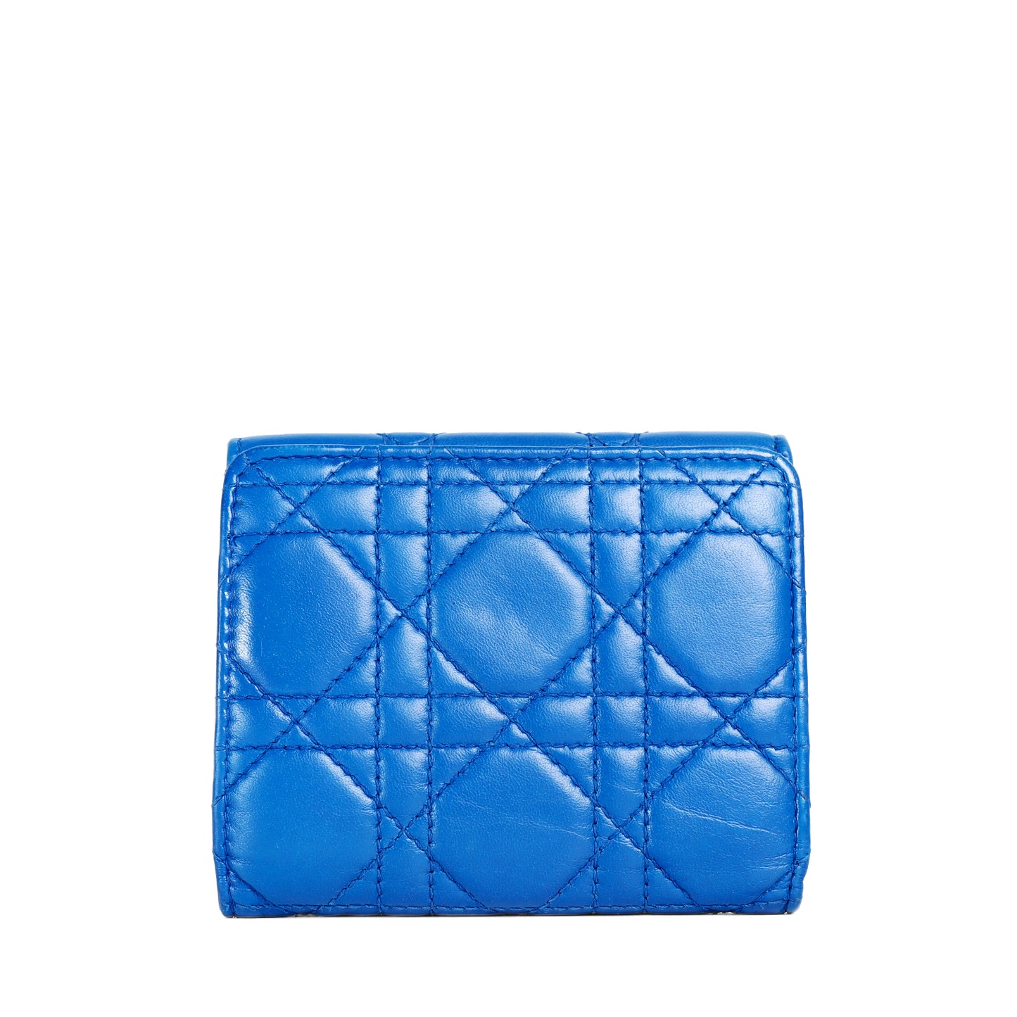 Pre-Owned Christian Dior Dioraddict Blue Cannage  Lambskin Wallet 43781340