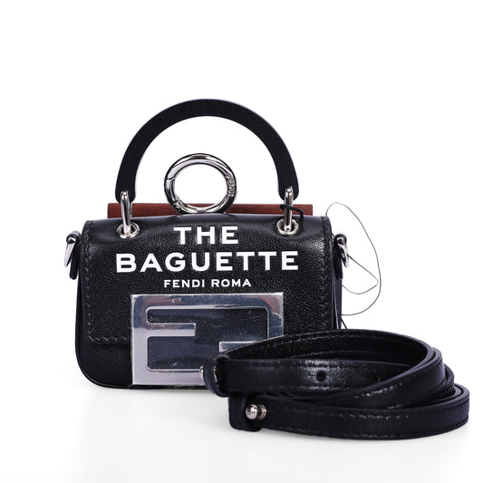 Fendi X MARC JACOBS Baguette Nano Black Calfskin Crossbody Bag 44269059