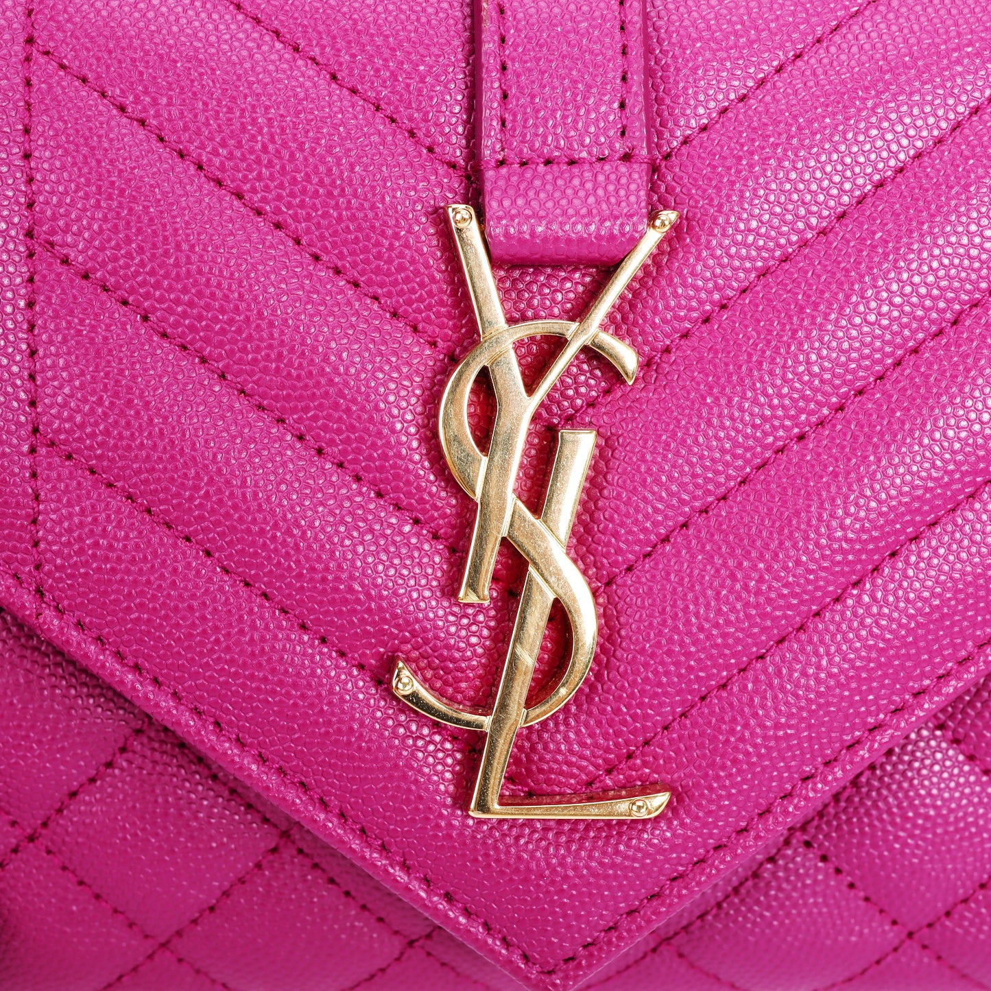 Pre-Owned Saint Laurent YSL Envelope Pink Grainy Leather Shoulder Bag 45258817 L