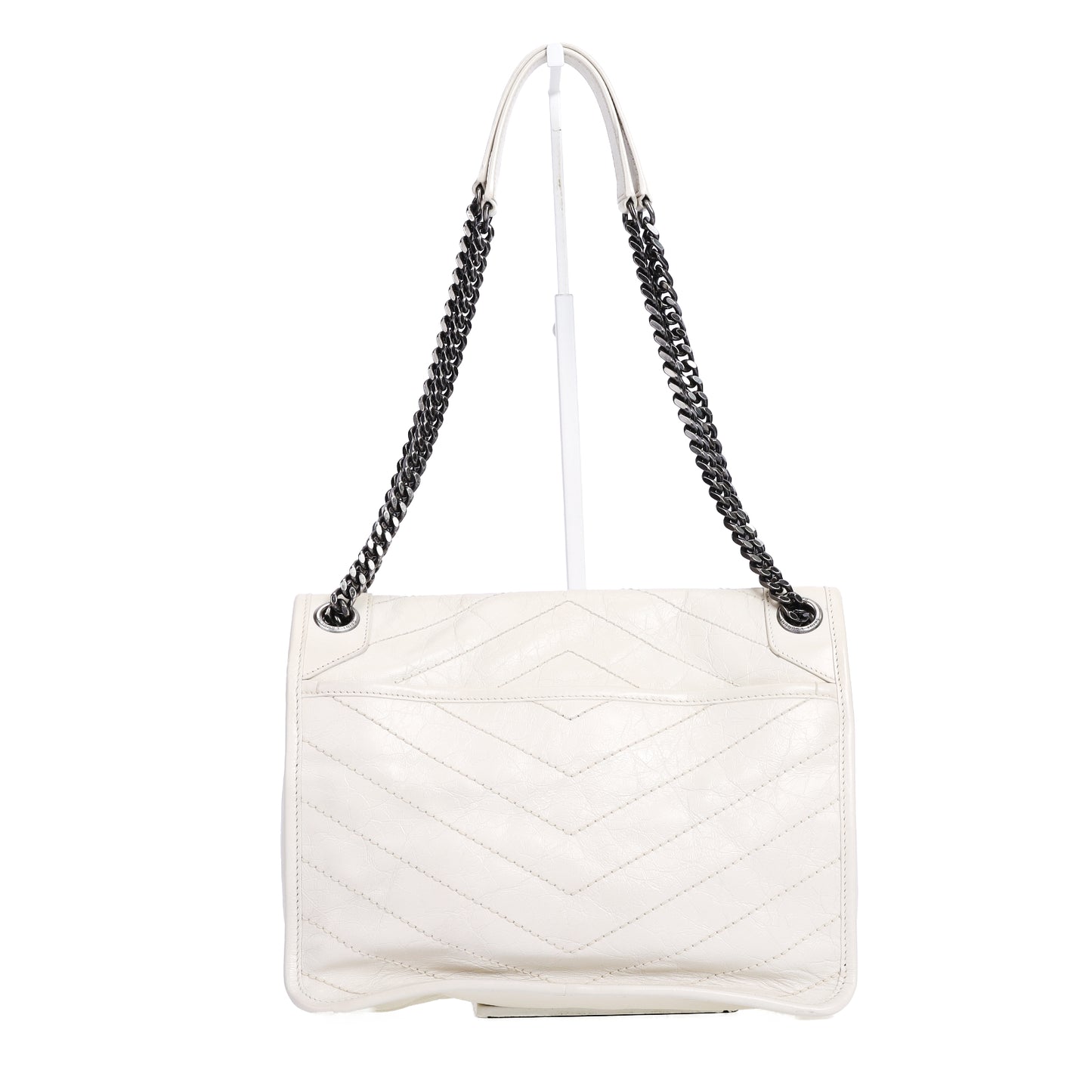 Pre-Owned Saint Laurent Niki White Calfskin Shoulder Bag 45316153 L