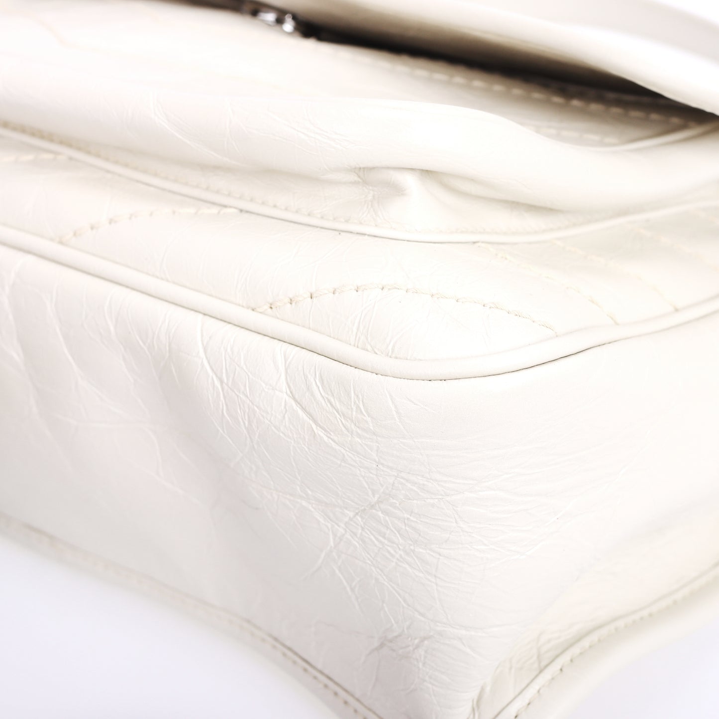 Pre-Owned Saint Laurent Niki White Calfskin Shoulder Bag 45316153 L