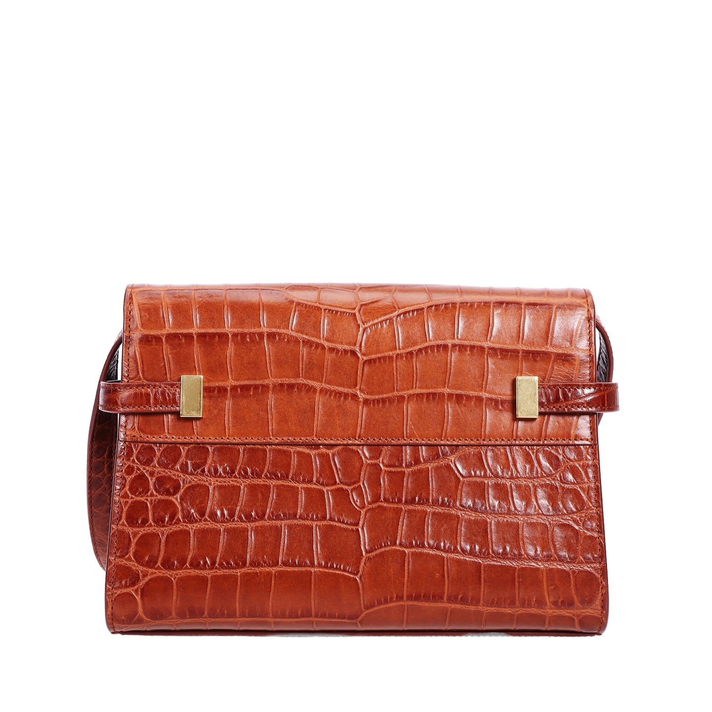 Pre-Owned Saint Laurent Brown Embossed Calfskin Shoulder Bag 45438332 L