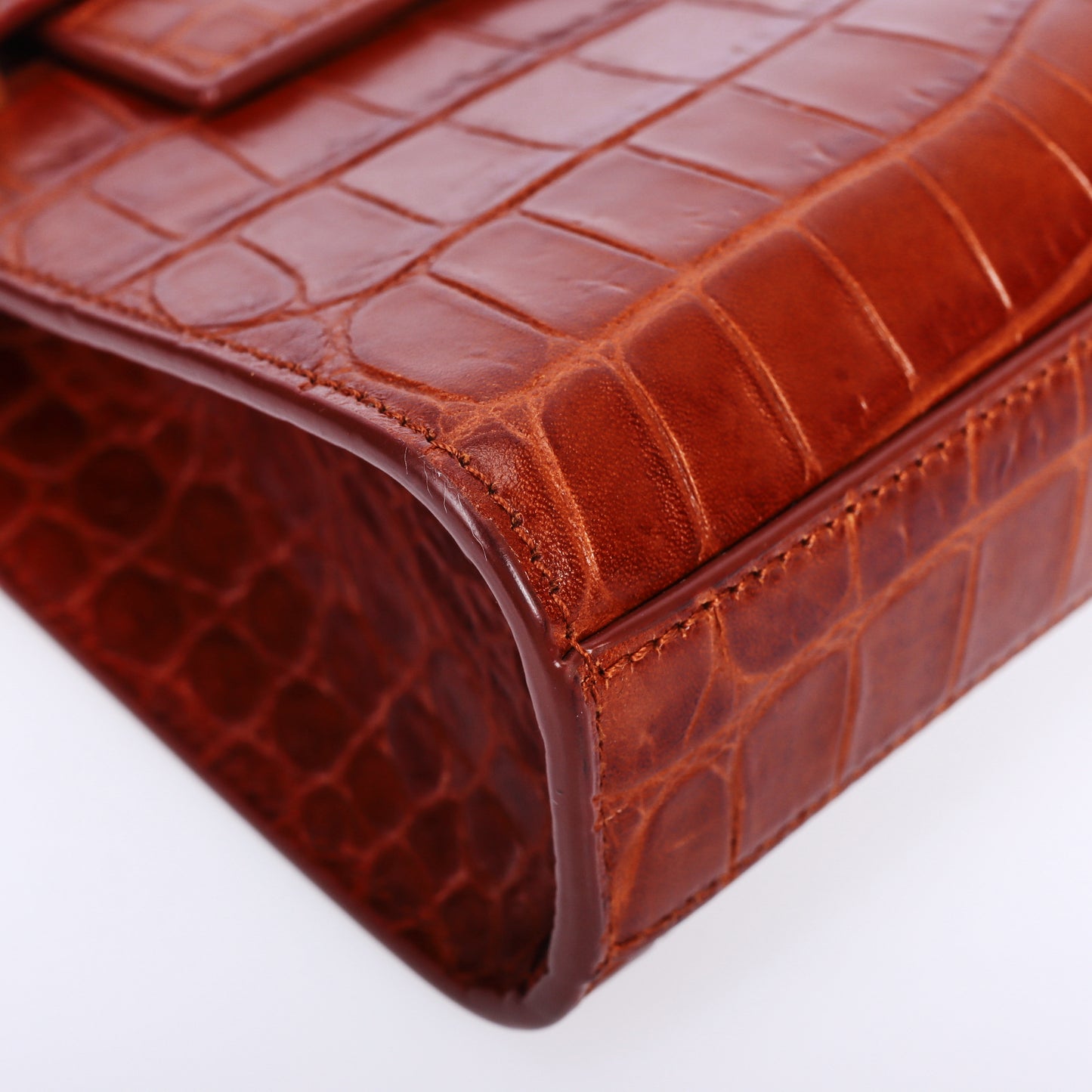 Pre-Owned Saint Laurent Brown Embossed Calfskin Shoulder Bag 45438332 L