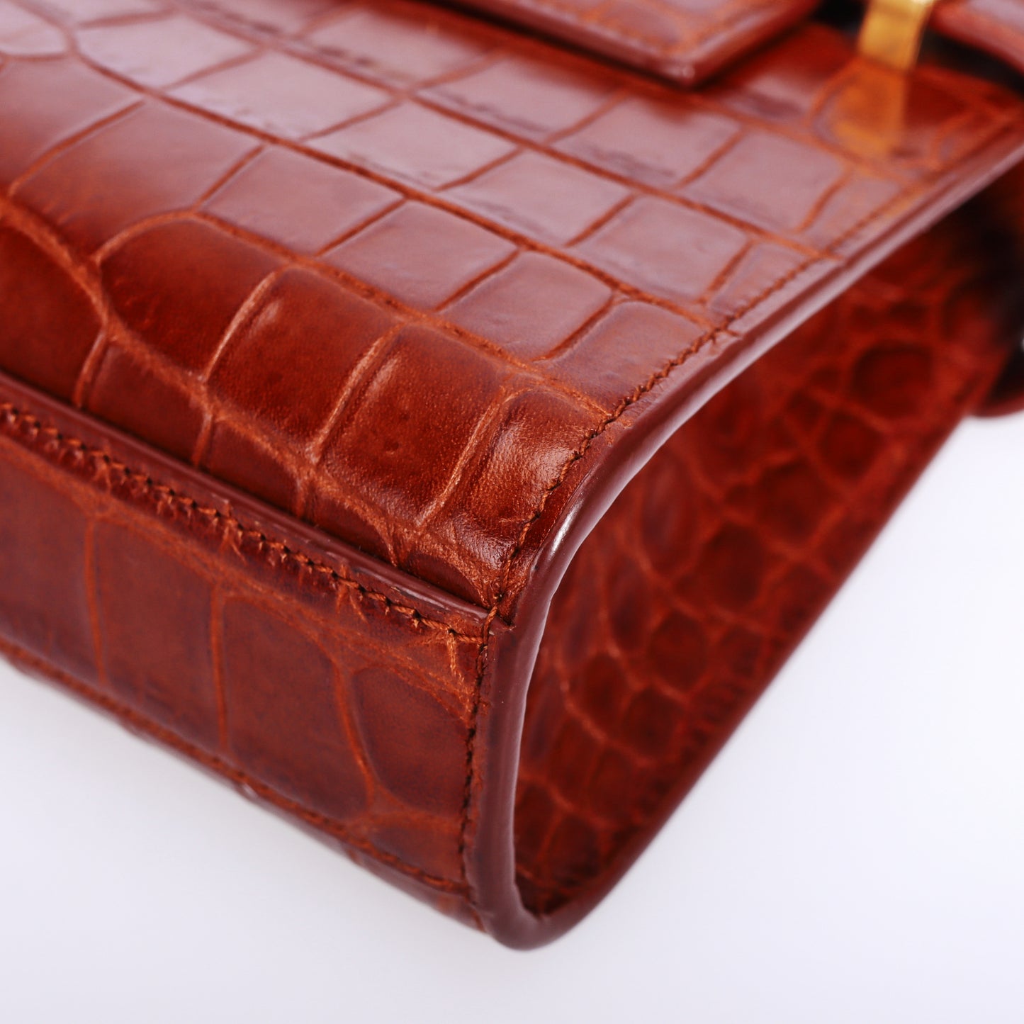 Pre-Owned Saint Laurent Brown Embossed Calfskin Shoulder Bag 45438332 L