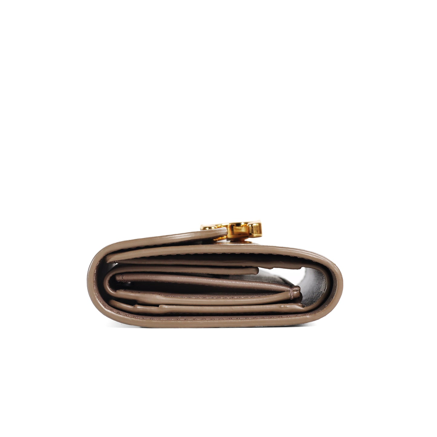 Pre-Owned Celine Triomphe Taupe Calfskin Small Wallet 45551722