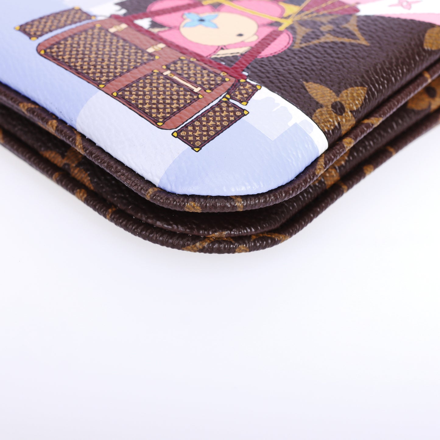 Pre-Owned Louis Vuitton Double Zip Pochette Brown Coated Canvas Crossbody Bag 46381780