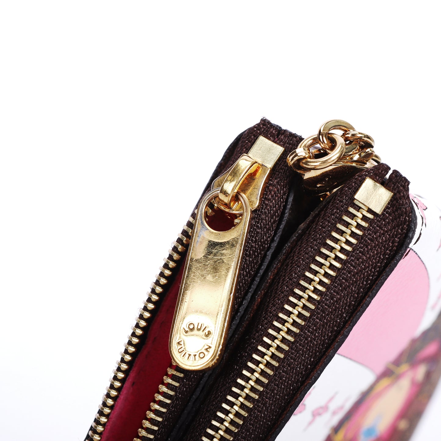 Pre-Owned Louis Vuitton Double Zip Pochette Brown Coated Canvas Crossbody Bag 46381780