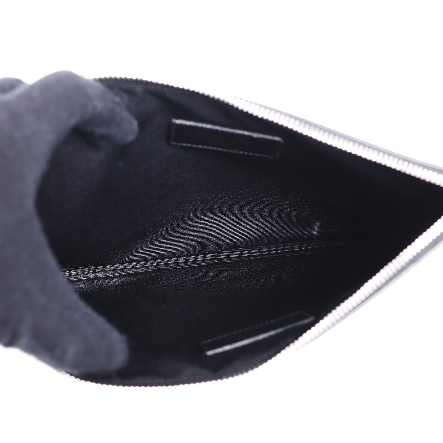 Pre-Owned Saint Laurent Zip Black Crocodile Embossed Calfskin Clutch 46383002