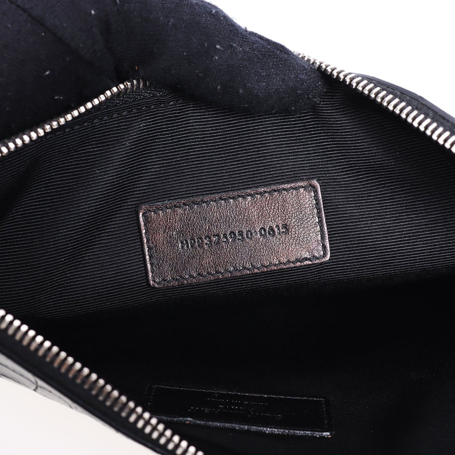 Pre-Owned Saint Laurent Zip Black Crocodile Embossed Calfskin Clutch 46383002