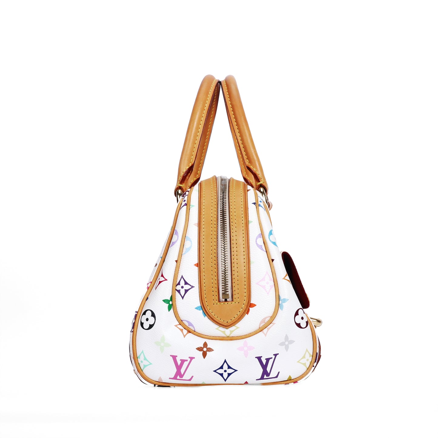 Pre-Owned Louis Vuitton Priscilla White Murakami  Coated Canvas Top Handle Bag 46418986