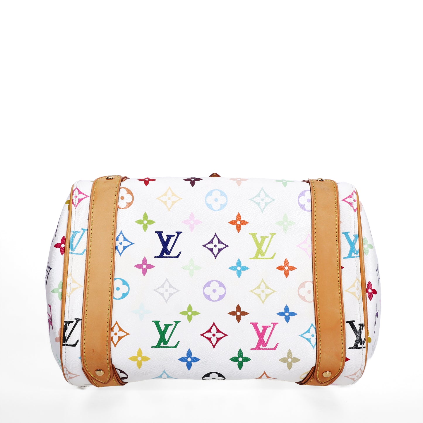 Pre-Owned Louis Vuitton Priscilla White Murakami  Coated Canvas Top Handle Bag 46418986