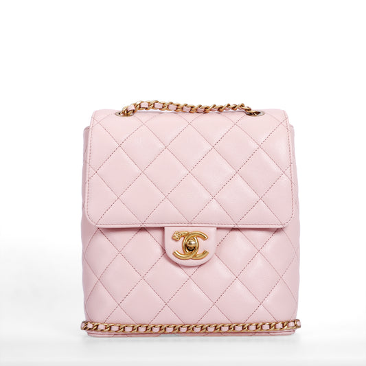 Pre-Owned Chanel Ado Pink Quilted Calfskin Leather Backpack 46723382