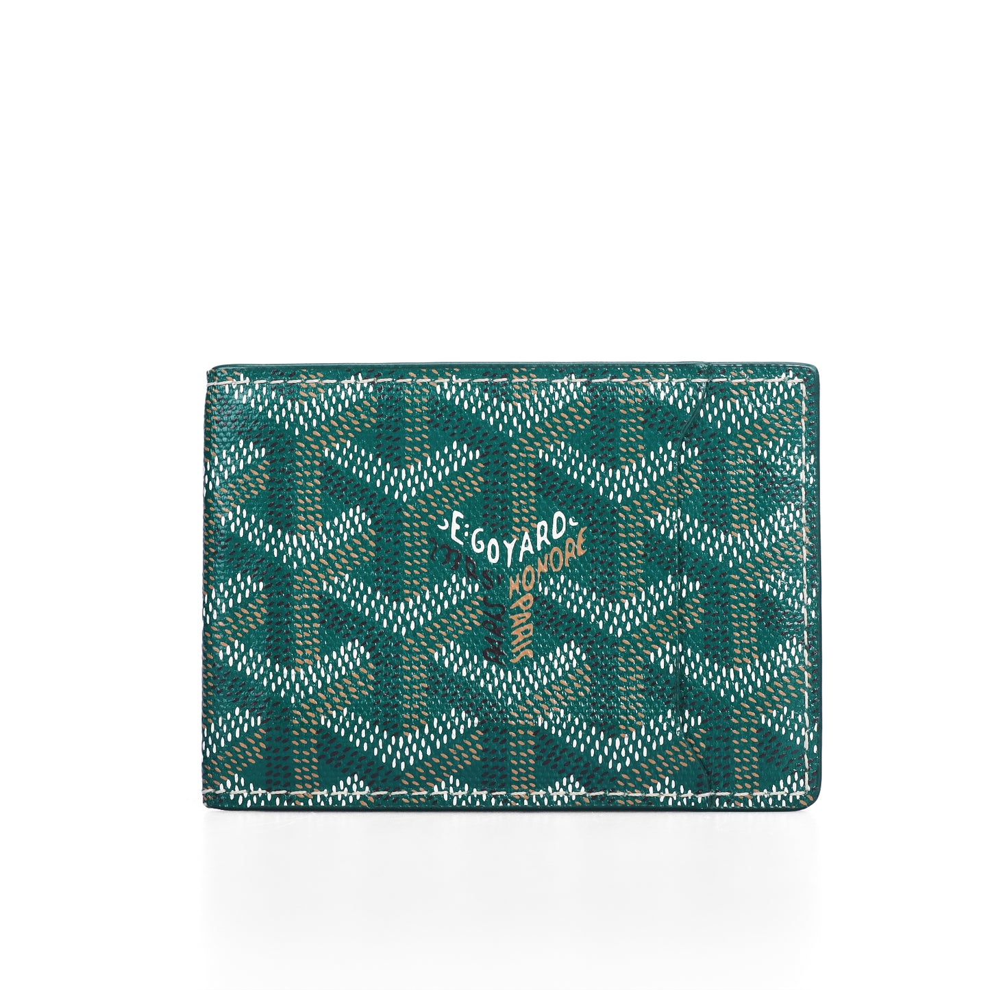 Pre-Owned Goyard Saint Marc Green Goyardine Coated Canvas Card Holder 46953278