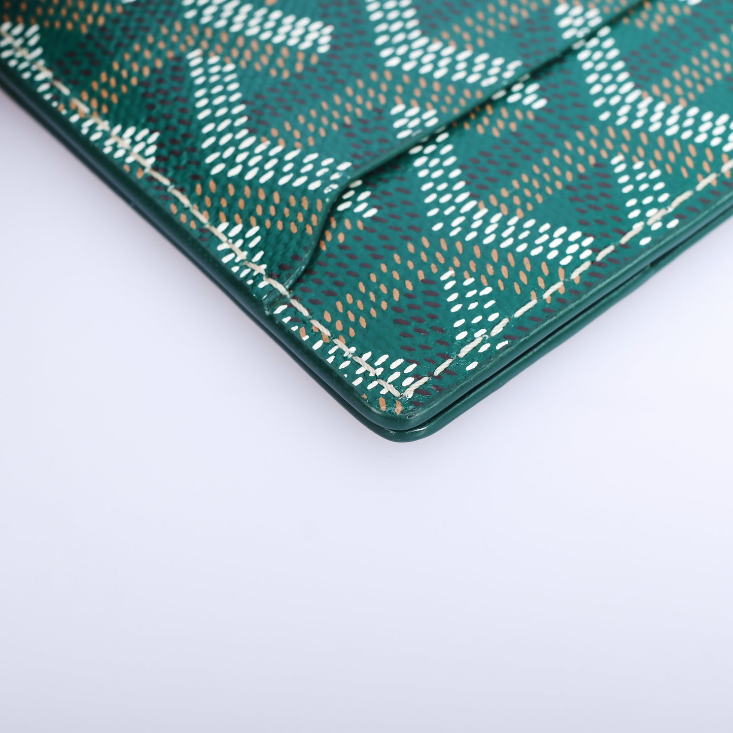 Pre-Owned Goyard Saint Marc Green Goyardine Coated Canvas Card Holder 46953278