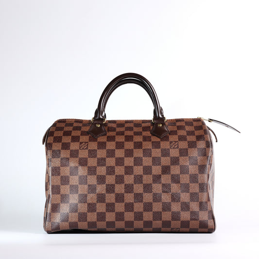 Pre-Owned Louis Vuitton Speedy 30 Brown Coated Canvas Tote Bag 47260321