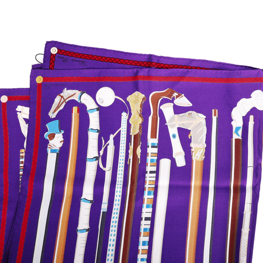 Pre-Owned Hermès Les Cannes Purple Silk Scarf 47319651L