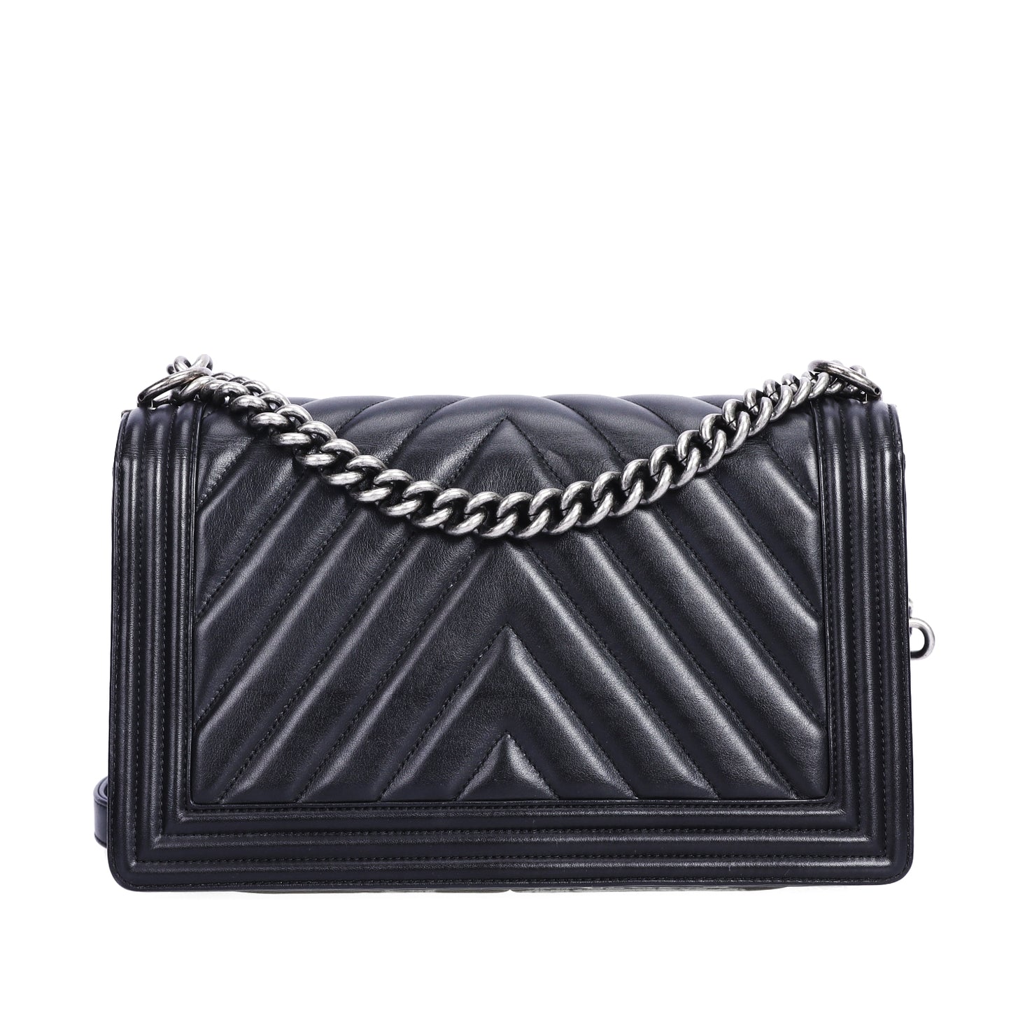 Pre-Owned Chanel Boy Black Calfskin Shoulder Bag 47707292  l