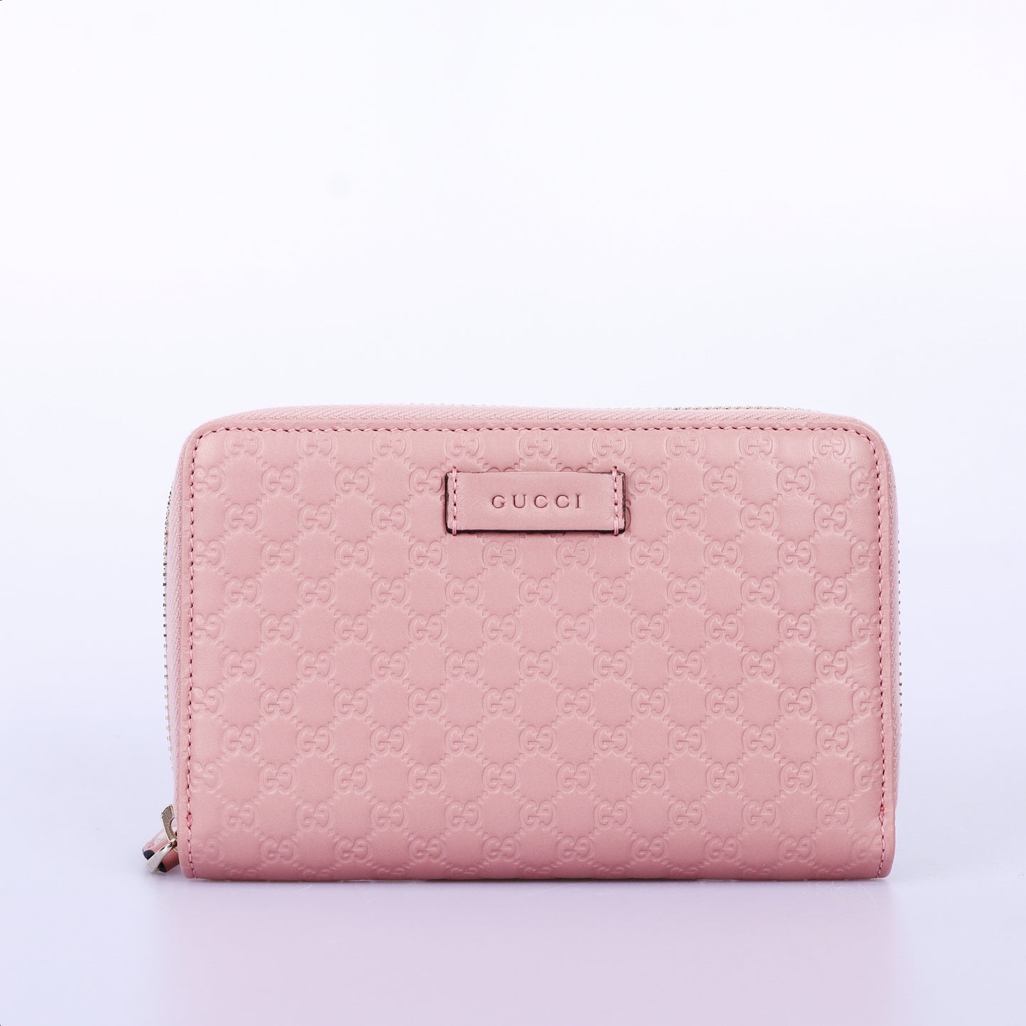 Pre-Owned Gucci Guccissima Pink Calfskin Zip Around Long Wallet 47791629