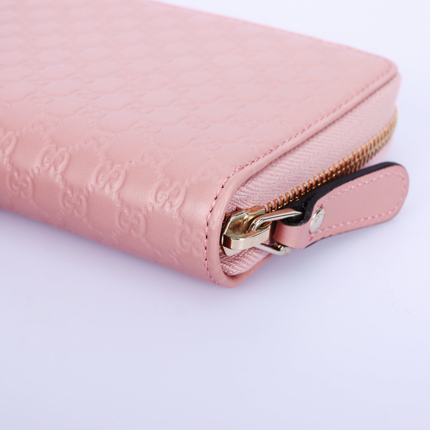 Pre-Owned Gucci Guccissima Pink Calfskin Zip Around Long Wallet 47791629