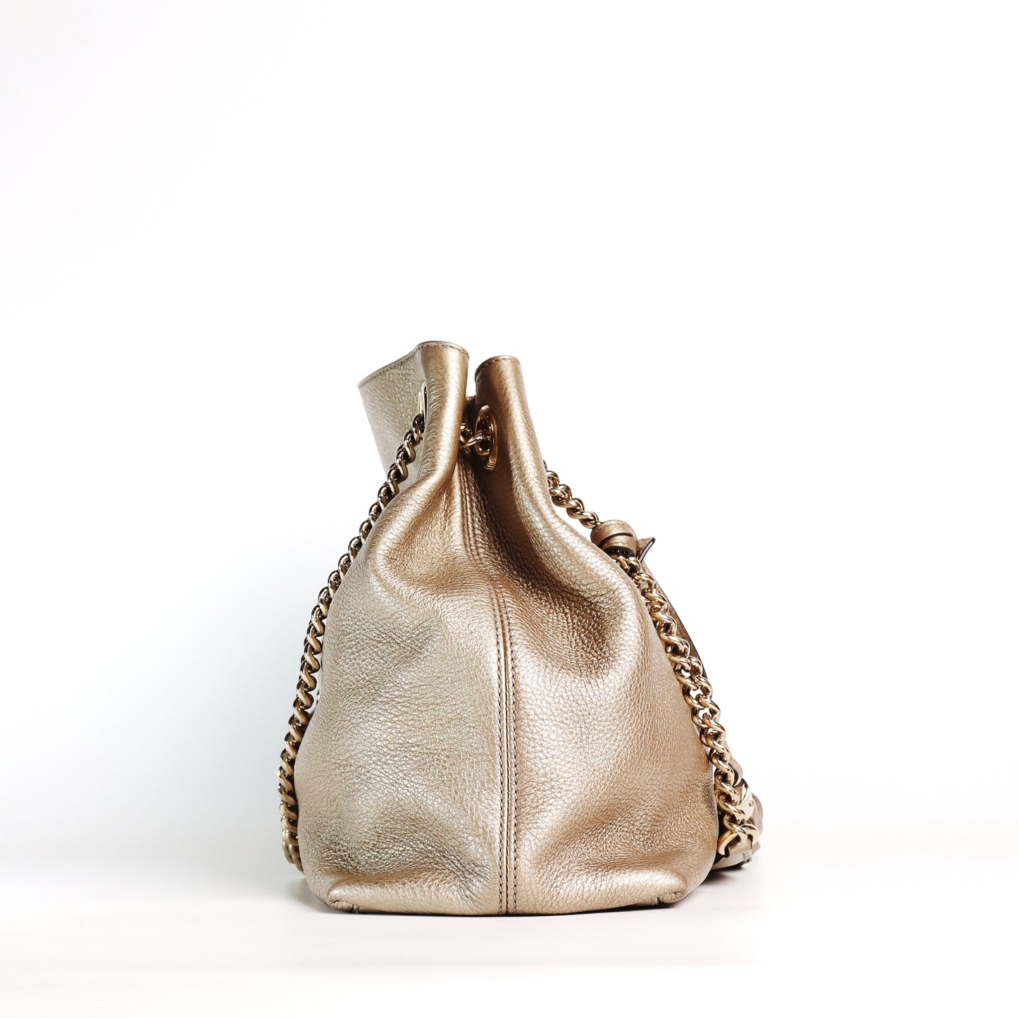 Pre-Owned Gucci Soho Metallic Gold Calfskin Shoulder Bag 48666396