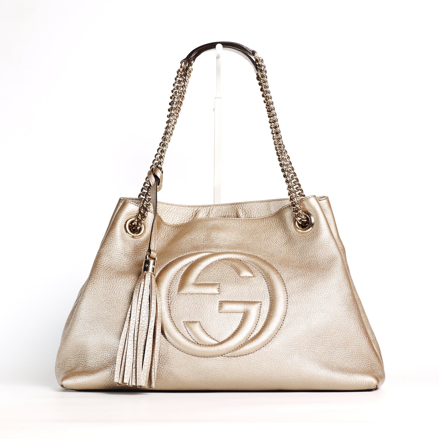 Pre-Owned Gucci Soho Metallic Gold Calfskin Shoulder Bag 48666396