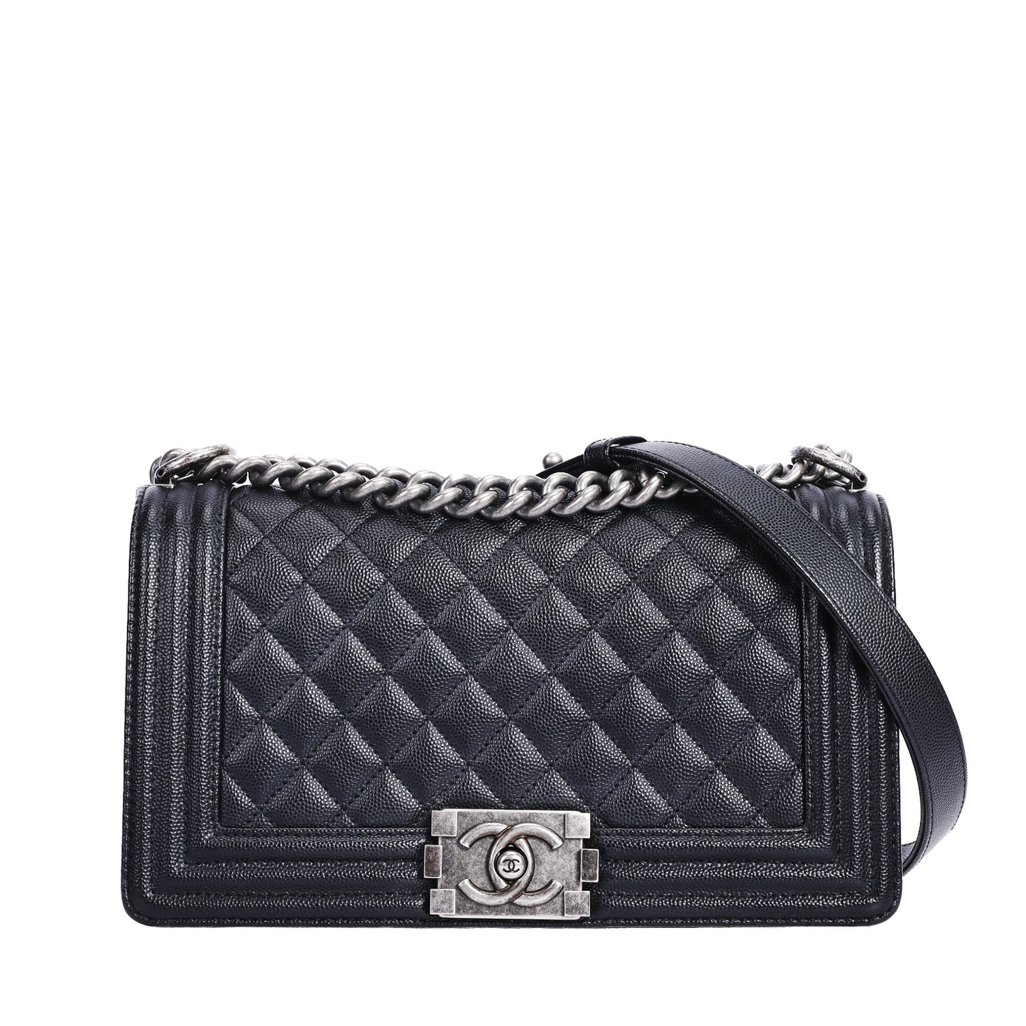 Pre-Owned Chanel Boy Medium Size Black Calfskin Leather Crossbody Bag 50888397 L