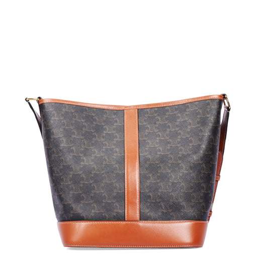 Pre-Owned Celine Brown Triomphe Coated Canvas Shoulder Bag 51112976 L