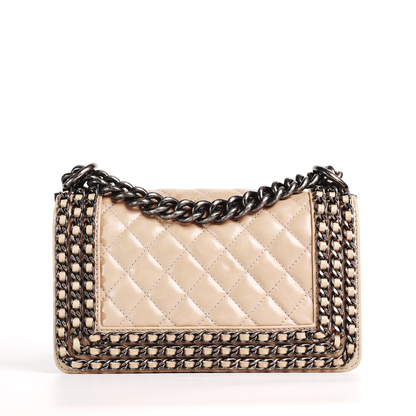 Pre-Owned Chanel Small Size Le Boy Beige Calfskin Shoulder Bag 51706967 L