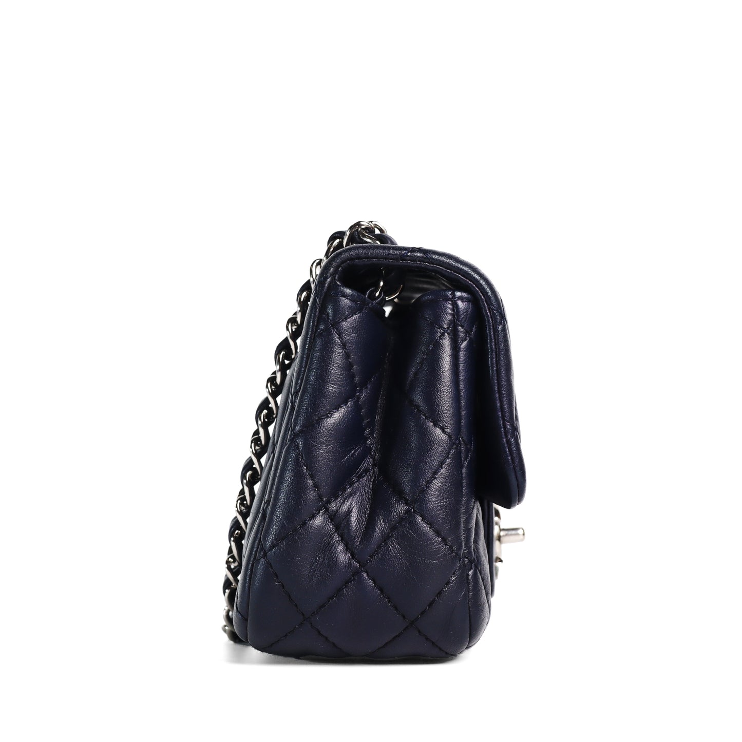 Pre-Owned Chanel Classic Flap Mini Size Navy Blue Lambskin Shoulder Bag 53128327