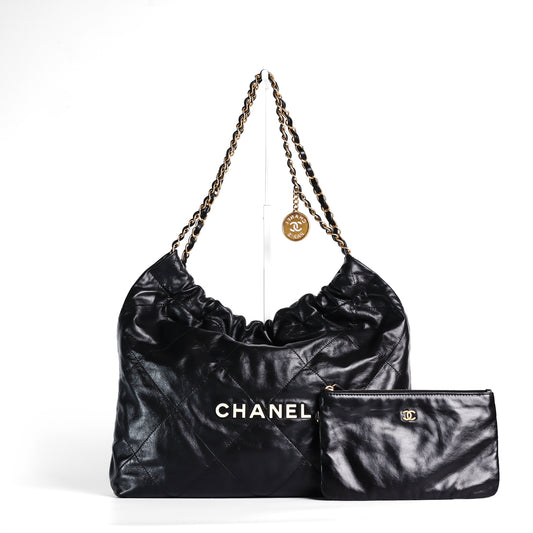 Pre-Owned Chanel Black Lambskin Leather Coco Cabas Shoulder Bag 53148198