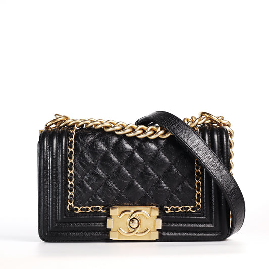 Pre-Owned Chanel Le Boy Small Size Black Calfskin Quilted Crossbody Bag 53939569 L