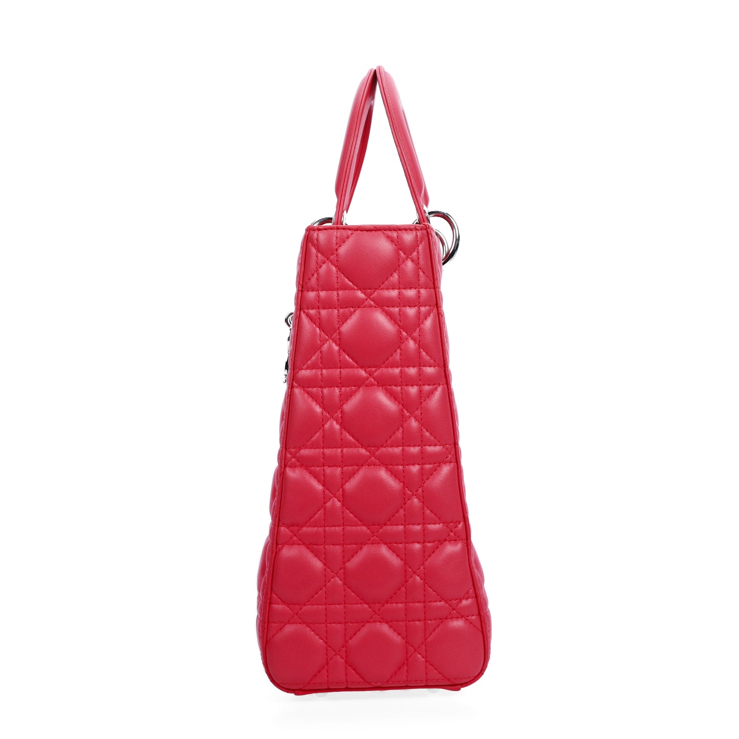 Pre-Owned Dior Lady Dior  Large Size Red Calfskin Shoulder Bag 54335367