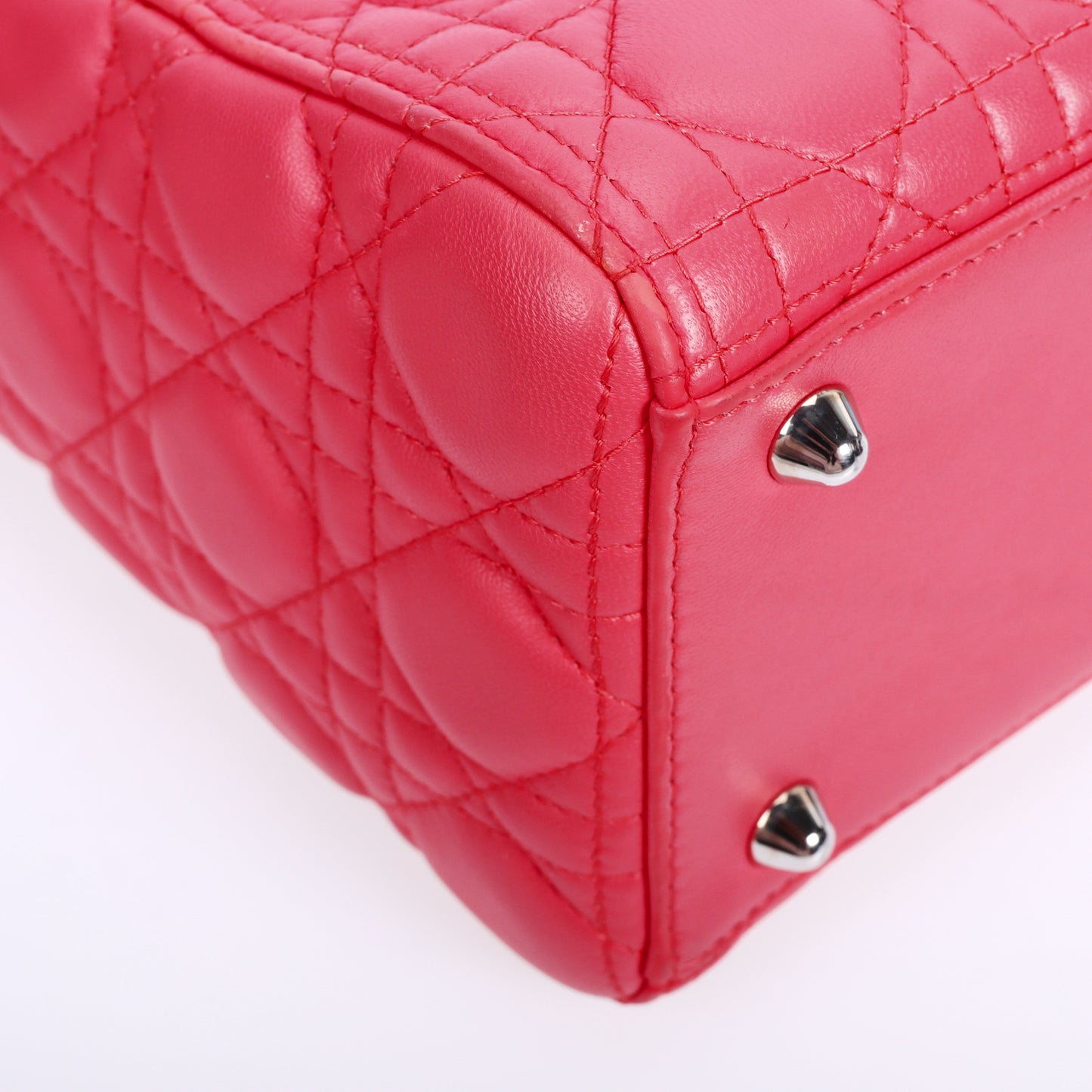 Pre-Owned Dior Lady Dior  Large Size Red Calfskin Shoulder Bag 54335367