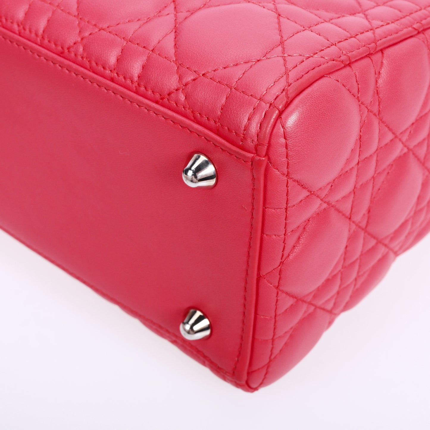 Pre-Owned Dior Lady Dior  Large Size Red Calfskin Shoulder Bag 54335367