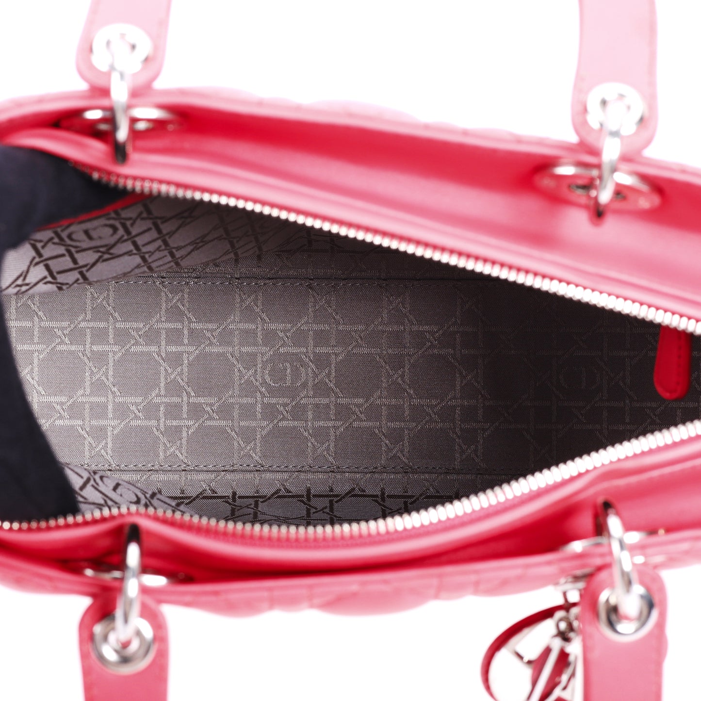 Pre-Owned Dior Lady Dior  Large Size Red Calfskin Shoulder Bag 54335367